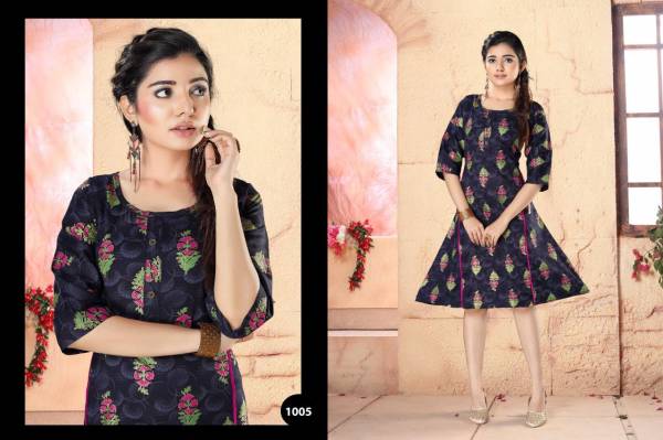 Archer Two Tone Regular Wear Cotton Printed Designer Kurtis Collection